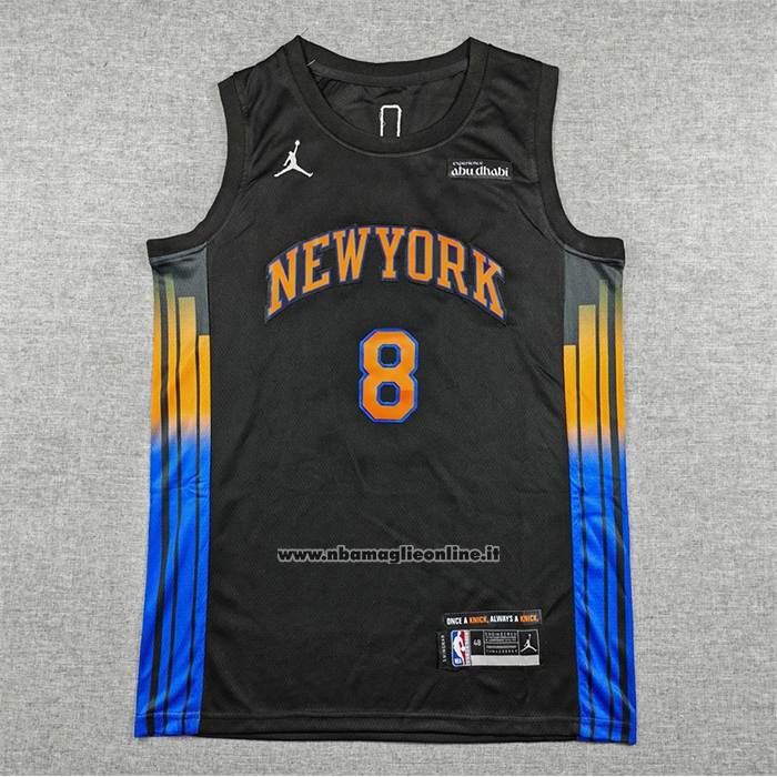 Maglia New York Knicks Og Anunoby No 8 Statement 2025-26 Nero